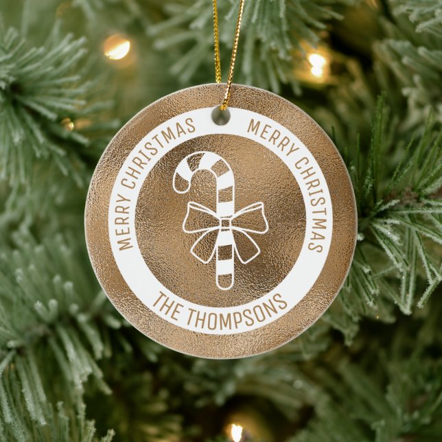 Candy Cane - Imitate Golden Foil Look (nicht echte Keramik Ornament (Baum)