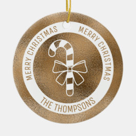 Candy Cane - Imitate Golden Foil Look (nicht echte Keramik Ornament