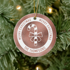 Candy Cane - Imitate Rose Gold Foil (nicht echter Keramik Ornament