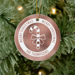 Candy Cane - Imitate Rose Gold Foil (nicht echter  Keramik Ornament