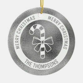 Candy Cane - Imitate Silber Foil Look (nicht echte Keramik Ornament