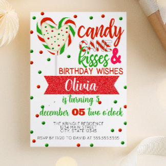 Candy Cane Kisses Birthday wünscht Party Einladung