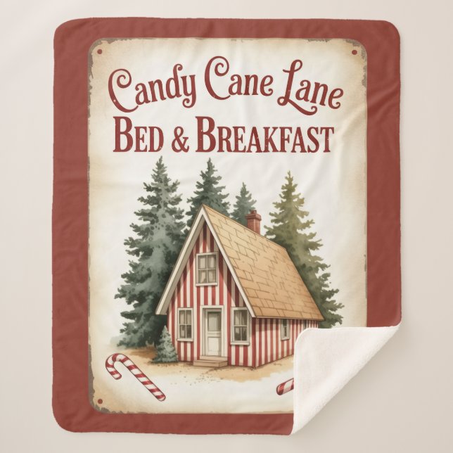 Candy Cane Lane Bed & Breakfast Sherpa Blanket  Sherpadecke (Vorderseite)