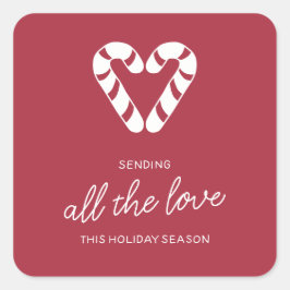 Candy Cane Liebe Quadratischer Aufkleber