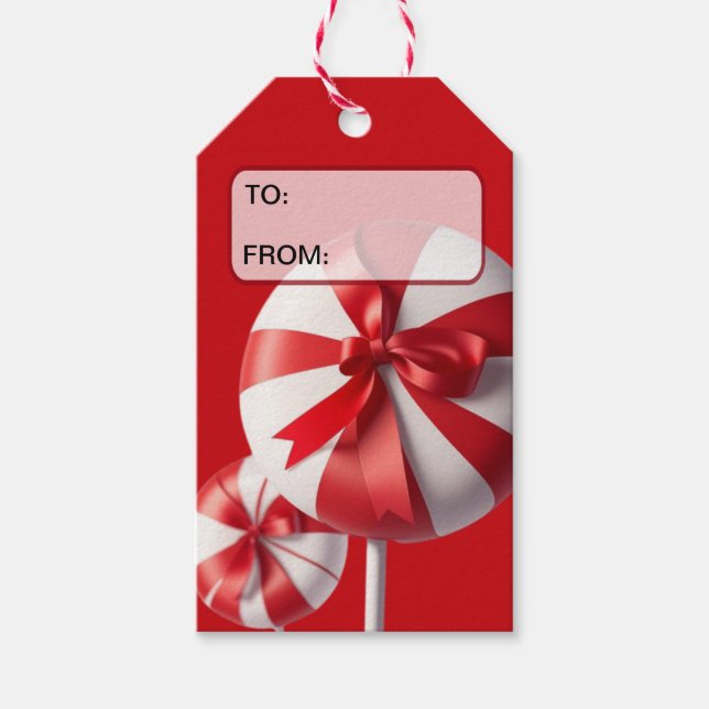 Candy Cane Lollies/red/gift Tag Geschenkanhänger (Vorderseite)