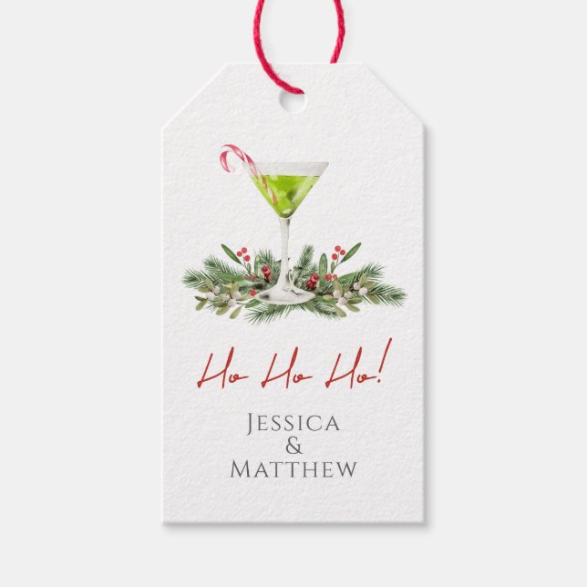 Candy Cane Martini and Mistletoe Couples Holiday Geschenkanhänger (Vorderseite)