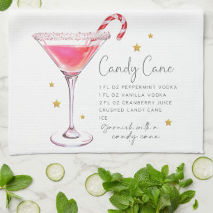 Candy Cane Martini Rezept Wasserfarbe Geschirrtuch