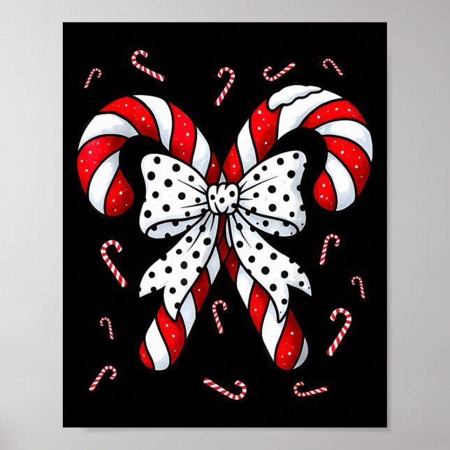 Candy Cane Merry And Bright Red And White Candy Co Poster (Vorne)