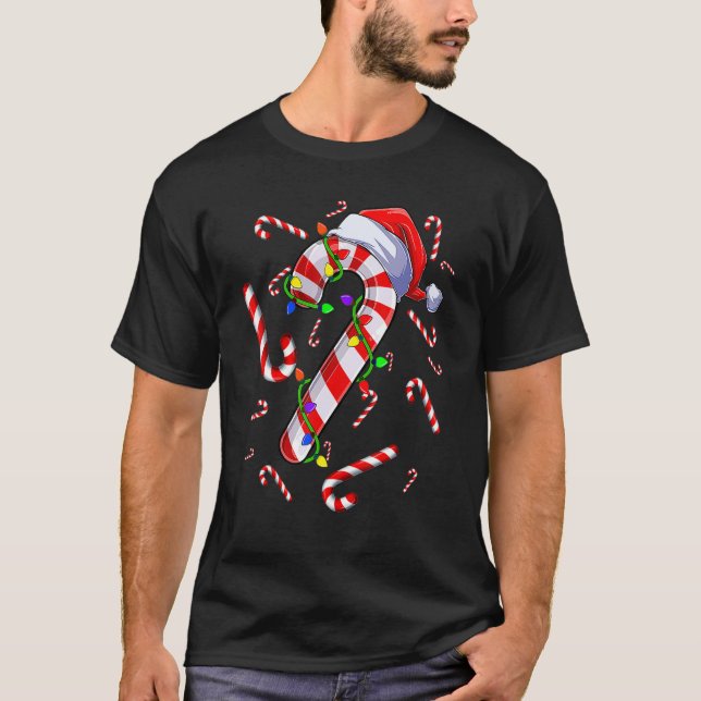 Candy Cane Merry and Bright Red and White Candy Co T-Shirt (Vorderseite)