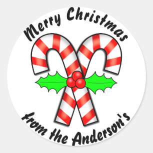 Candy Cane Merry Christmas Holiday Runder Aufkleber