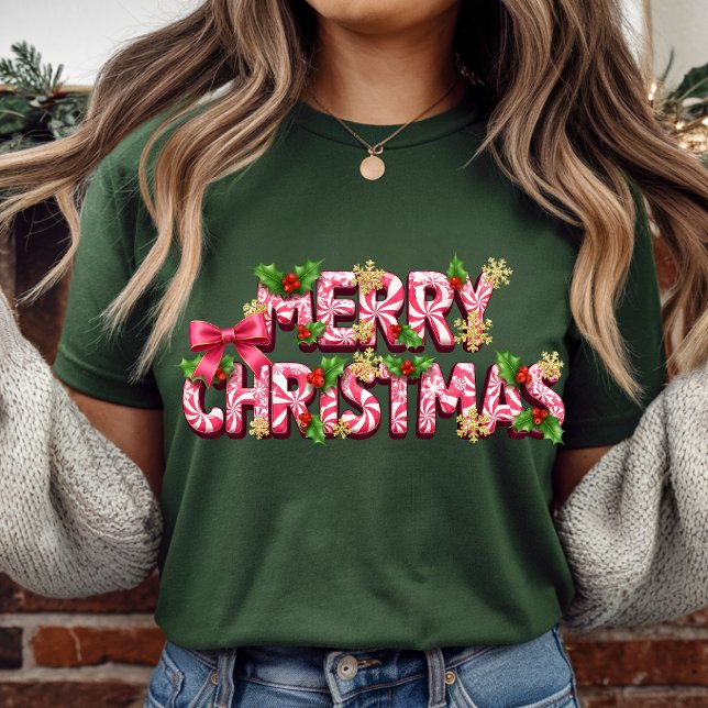 Candy Cane Merry Christmas T-Shirt | Sweet T-Shirt Tri-Blend Shirt (Von Creator hochgeladen)