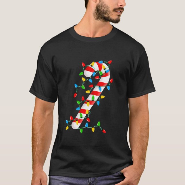Candy Cane Merry und Bright Christmas Lights Candy T-Shirt (Vorderseite)
