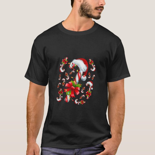 Candy Cane Merry und Bright Red and White Funny Ch T-Shirt (Vorderseite)