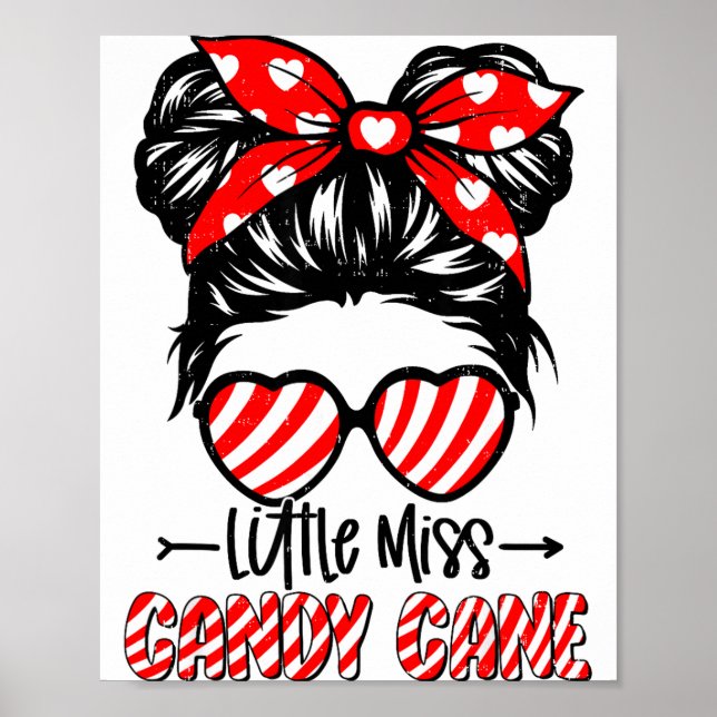 Candy Cane Messy Bun Girl Christmas Xmas Holiday G Poster (Vorne)