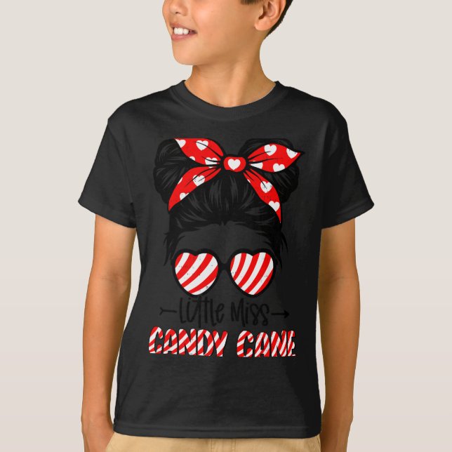 Candy Cane Messy Bun Girl Christmas Xmas Holiday G T-Shirt (Vorderseite)