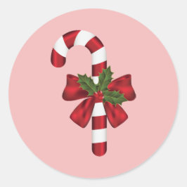Candy Cane mit einer Bohne und Weihnachtsfeier auf Runder Aufkleber