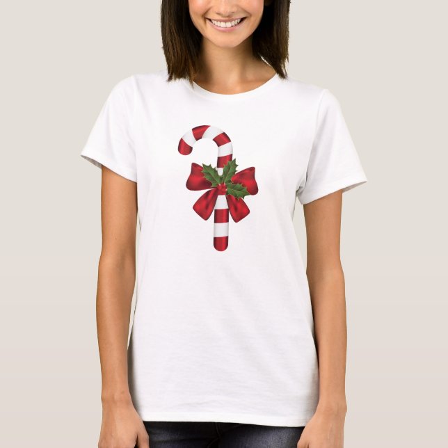 Candy Cane mit einer Bohne und Weihnachtsfeier T-Shirt (Vorderseite)