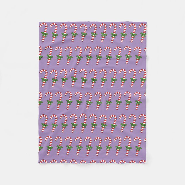 Candy Cane mit Green Ribbon Fleecedecke (Vorderseite)