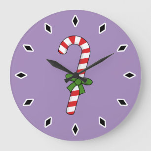 Candy Cane mit Green Ribbon Große Wanduhr