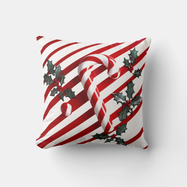 Candy Cane mit Weihnachtsdesign Kissen (Vorderseite)