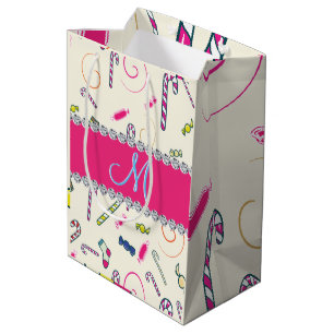 Candy Cane Monogram Mittlere Geschenktüte
