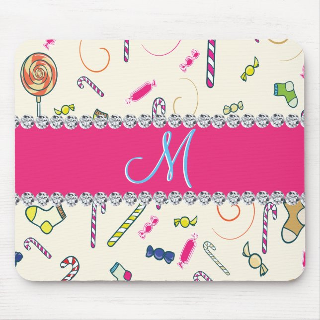 Candy Cane Monogram Mousepad (Vorne)