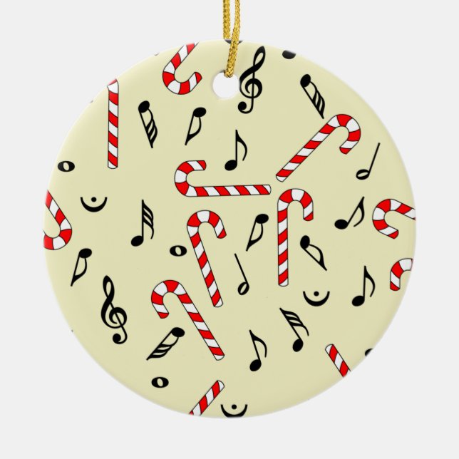 Candy Cane Musiknoten Keramik Ornament (Vorne)