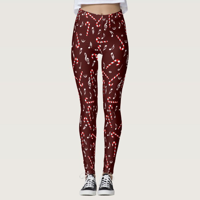 Candy Cane Musiknoten Leggings (Vorderseite)