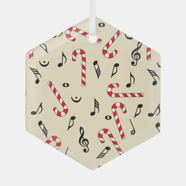 Candy Cane Musiknoten Ornament Aus Glas (Vorderseite)