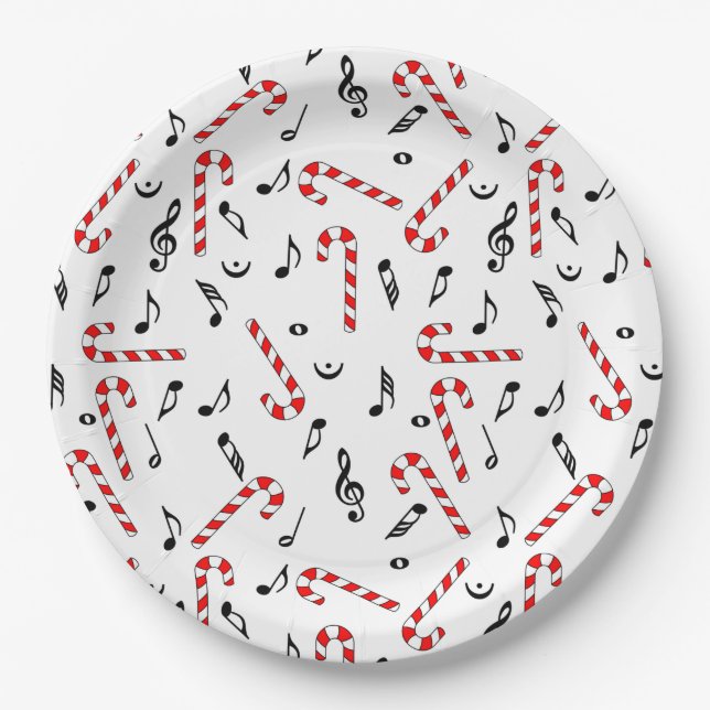 Candy Cane Musiknoten Pappteller (Vorderseite)