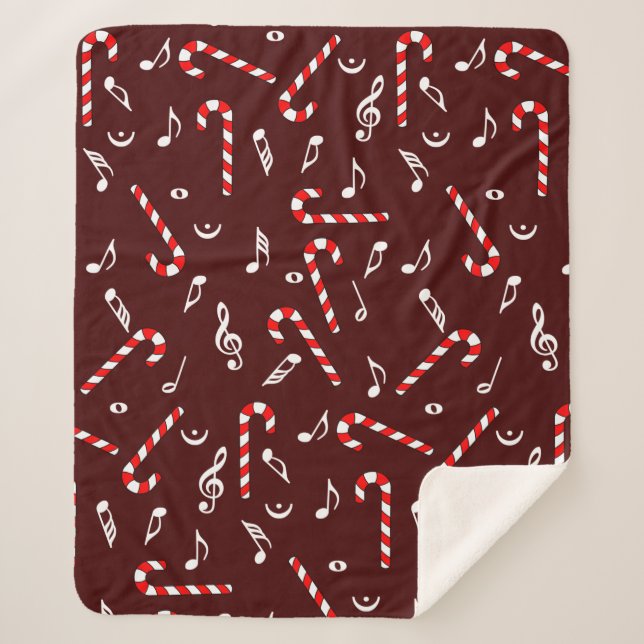 Candy Cane Musiknoten Sherpadecke (Vorderseite)