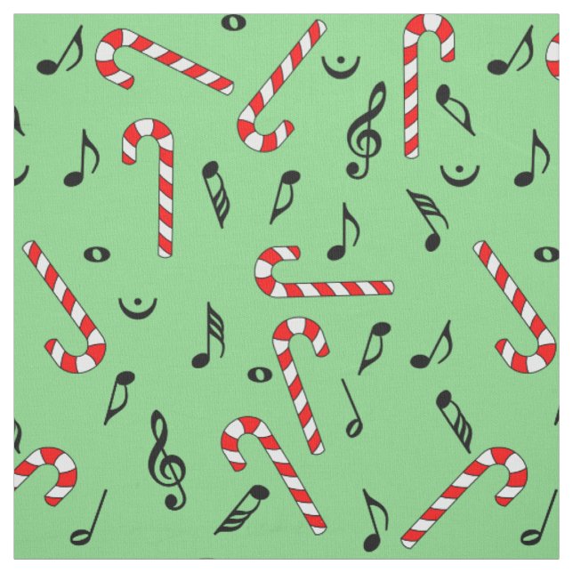 Candy Cane Musiknoten Stoff (Muster)