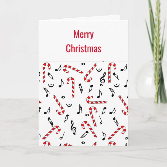 Candy Cane Musiknotens Weihnachtskarte Dankeskarte (Vorderseite)