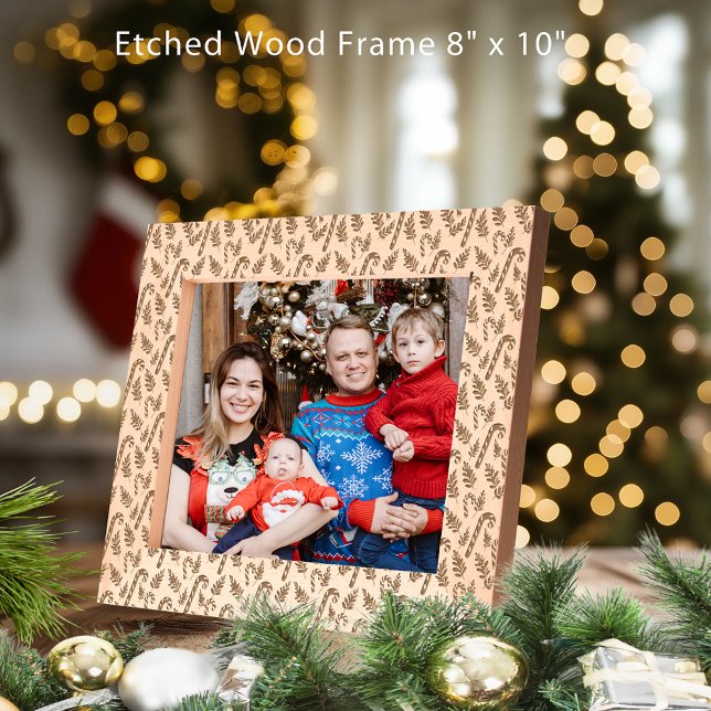 Candy Cane Muster 10x8 Geätzte Rahmen (Christmas Candy Cane Pattern 10x8 Etched Frames)