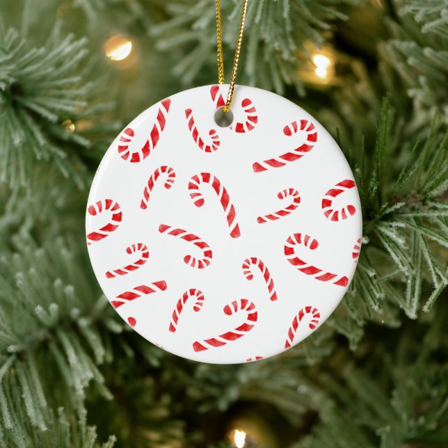 Candy Cane Muster Keramik Ornament (Baum)