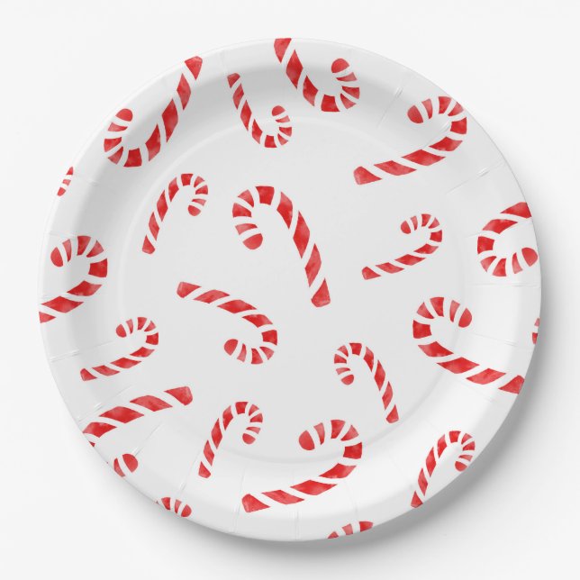 Candy Cane Muster Pappteller (Vorderseite)