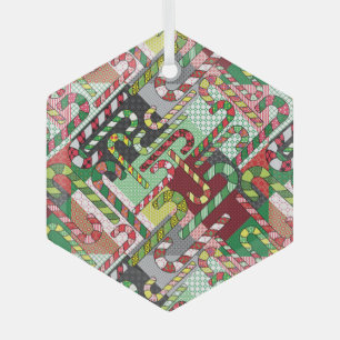 Candy Cane Muster Schlanke Keramik Ornament Aus Glas