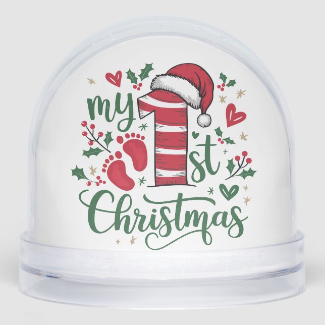 Candy Cane “My 1st Christmas”  Schneekugeln (Vorderseite)