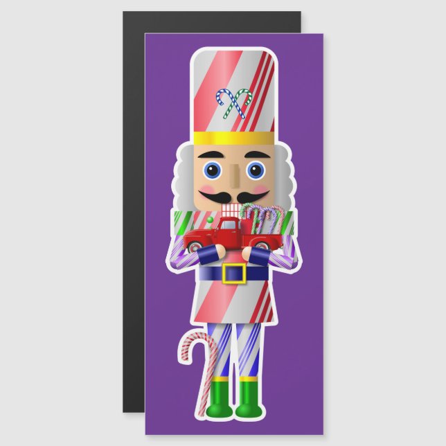 Candy Cane Nutcracker mit Little Red Truck Magnetkarte (Vorne/Hinten)