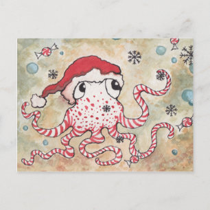 Candy Cane Octopus Postkarte