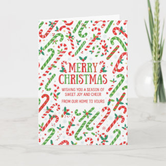 Candy Cane Pattern Merry Christmas Holiday Card Karte