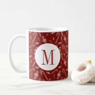 Candy Cane Peppermint Initial Monogram Christmas Kaffeetasse