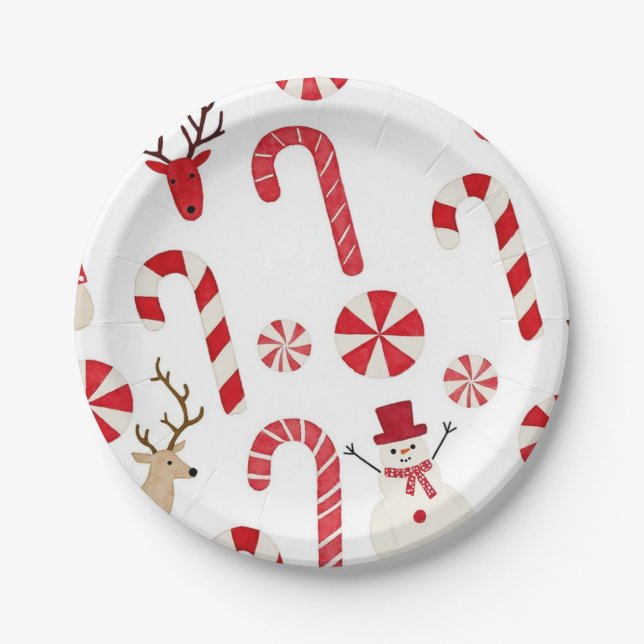 Candy Cane Peppermint Papierplatte Pappteller (Vorderseite)