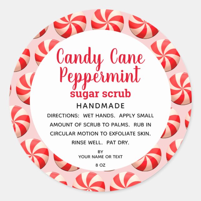 Candy Cane Peppermint Sugar Scrub DIY Runder Aufkleber (Vorderseite)