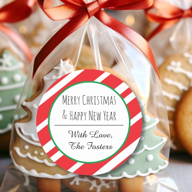 Candy Cane personalisieren frohe Weihnachten Neues Runder Aufkleber (Von Creator hochgeladen)