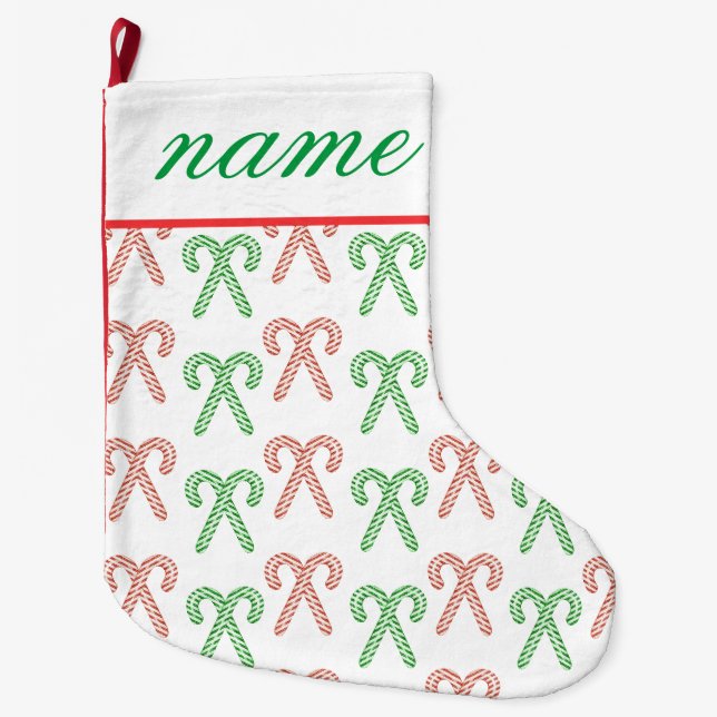 Candy Cane/Pfefferminze personalisiert Großer Weihnachtsstrumpf (Vorderseite)