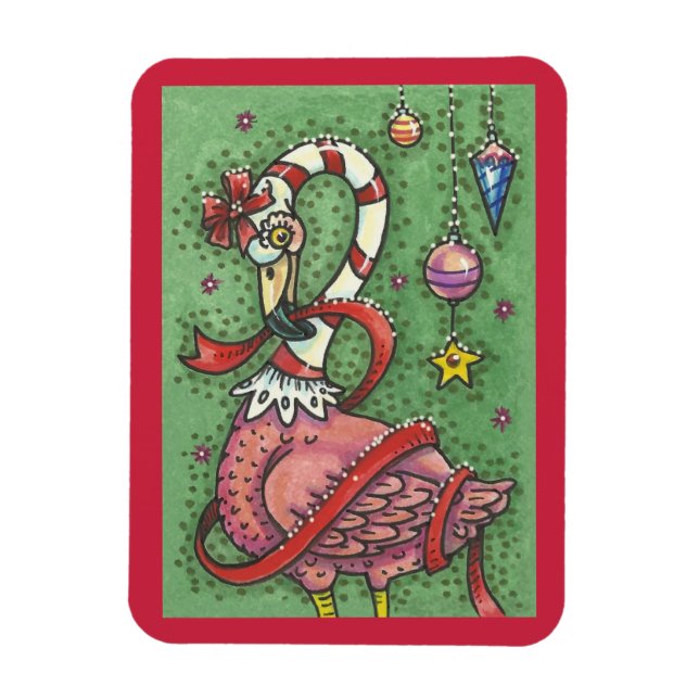 CANDY CANE PINK FLAMINGO CHRISTMAS MAGNET (Vertikal)