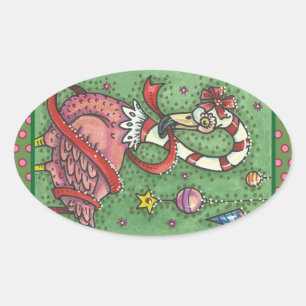 CANDY CANE PINK FLAMINGO CHRISTMAS STICKERS Sheet
