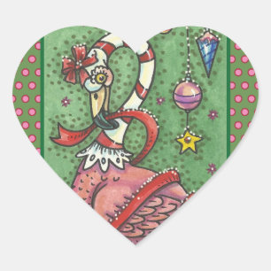 CANDY CANE PINK FLAMINGO CHRISTMAS STICKERS Sheet