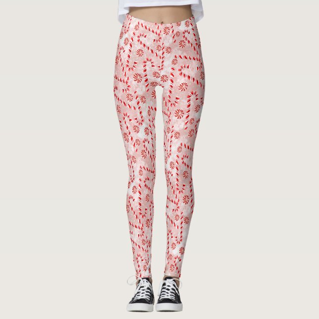 Candy Cane pink Weihnachten  Leggings (Vorderseite)